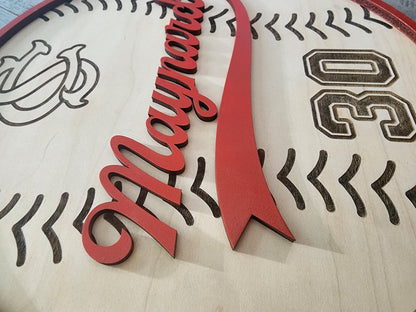 Personalized Baseball Name Sign | Custom Wood Baseball Wall Decor | Boys Baseball Nursery Sign | Baseball Room Decor