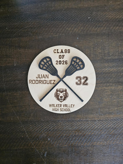 Personalized 3D Layered Wood Lacrosse Sign | Custom Senior Graduation Gift