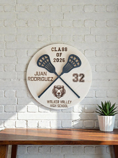 Personalized 3D Layered Wood Lacrosse Sign | Custom Senior Graduation Gift