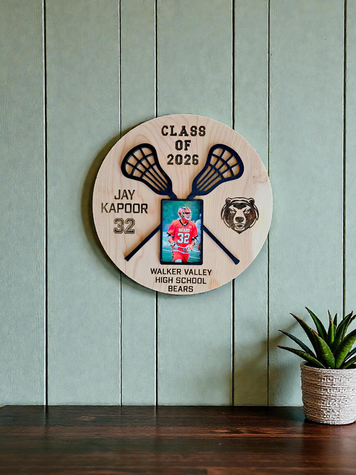 Personalized Lacrosse Senior Photo Plaque | Custom Graduation Gift | 3D Layered Wood Lacrosse Sign | High School Senior Night