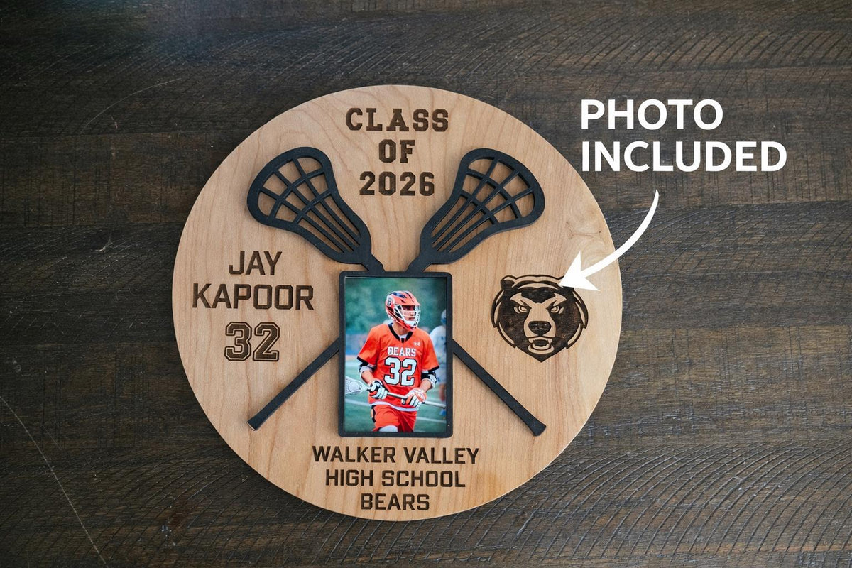 Personalized Lacrosse Senior Photo Plaque | Custom Graduation Gift | 3D Layered Wood Lacrosse Sign | High School Senior Night