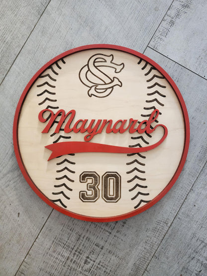 Personalized Baseball Name Sign | Custom Wood Baseball Wall Decor | Boys Baseball Nursery Sign | Baseball Room Decor