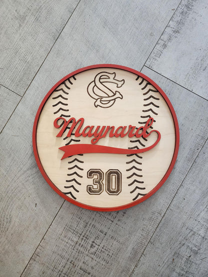 Personalized Baseball Name Sign | Custom Wood Baseball Wall Decor | Boys Baseball Nursery Sign | Baseball Room Decor