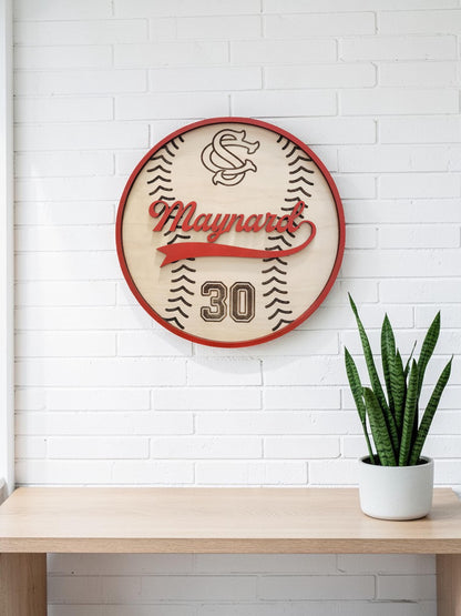 Personalized Baseball Name Sign | Custom Wood Baseball Wall Decor | Boys Baseball Nursery Sign | Baseball Room Decor