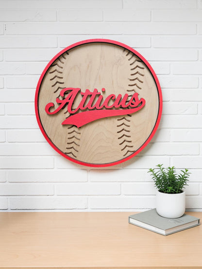 Personalized Baseball Name Sign | Custom Wood Baseball Wall Decor | Boys Baseball Nursery Sign | Baseball Room Decor