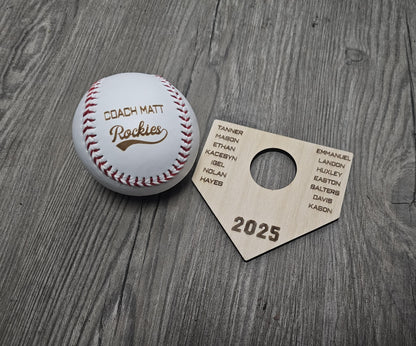 Personalized Engraved Baseball & Ball Display | Autograph ball Team Gift with Player Names | Coach Gift | Custom Baseball Hol