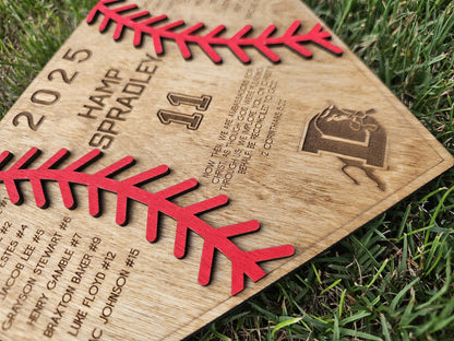 Baseball Plaque | Personalized Player Trophy | End of Season Baseball Gift