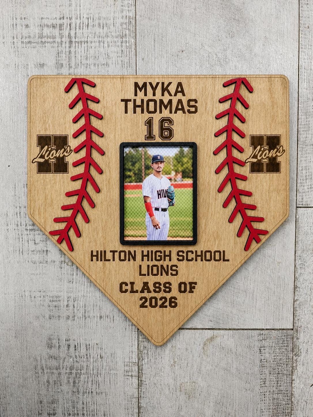 Personalized Baseball Home Plate Sign with Photo | Custom Wooden Baseball Plaque | Senior Night Gift | Coach or Player Gift |
