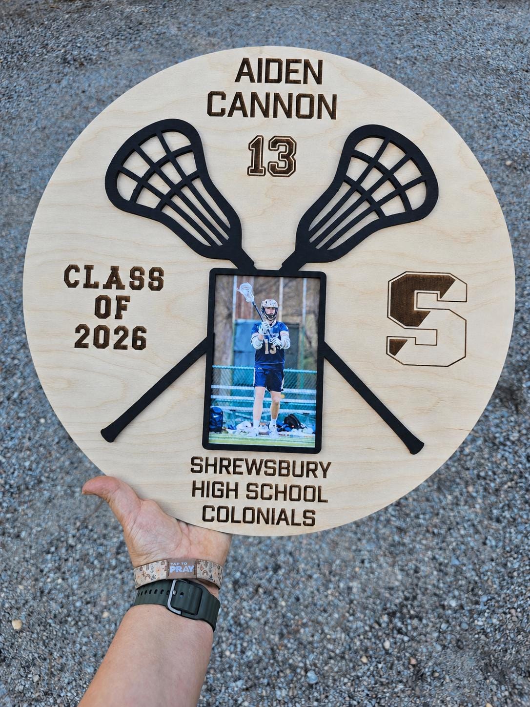 Personalized Lacrosse Senior Photo Plaque | Custom Graduation Gift | 3D Layered Wood Lacrosse Sign | High School Senior Night