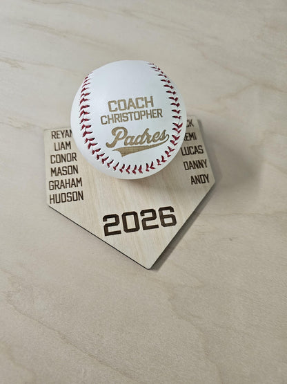 Personalized Engraved Baseball & Ball Display | Autograph ball Team Gift with Player Names | Coach Gift | Custom Baseball Hol