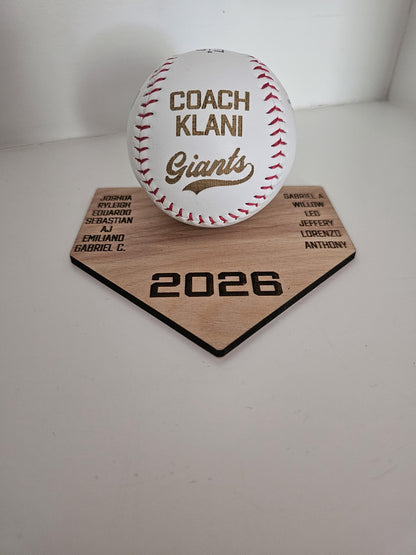 Personalized Engraved Baseball & Ball Display | Autograph ball Team Gift with Player Names | Coach Gift | Custom Baseball Hol
