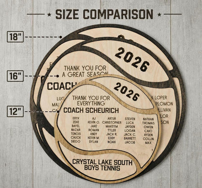 Tennis Coach Plaque, Thank You Tennis Coach Gift, Wood plaque senior gift 2025 2026 Custom Tennis Team Memento, Personalized 