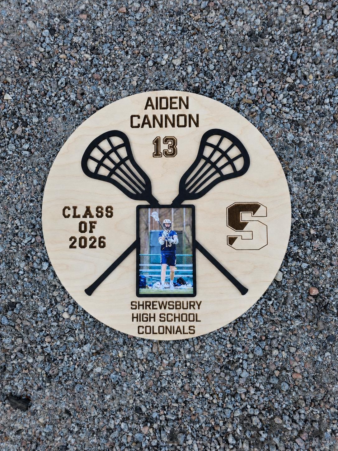 Personalized Lacrosse Senior Photo Plaque | Custom Graduation Gift | 3D Layered Wood Lacrosse Sign | High School Senior Night
