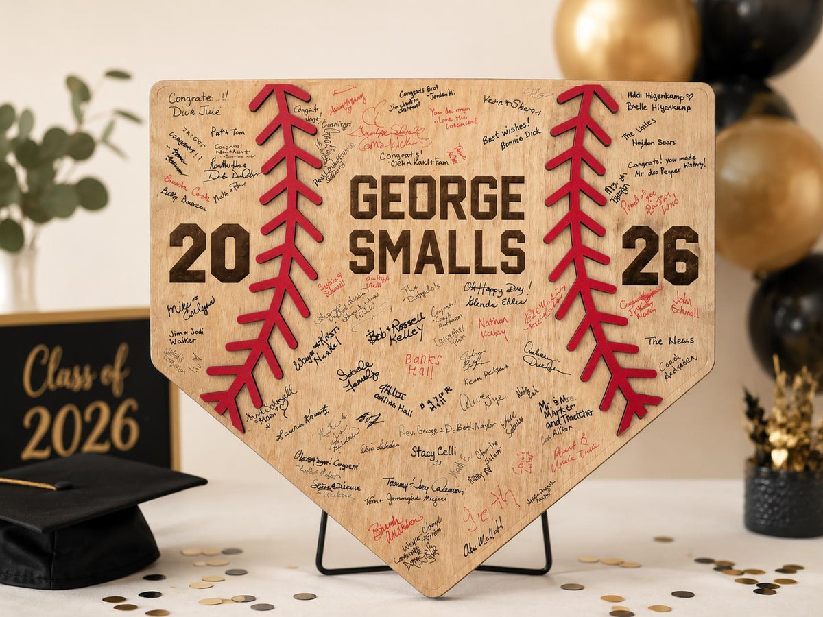 Personalized Baseball Guest Book Sign | Custom Baseball Guest Book | Home Plate Signature Board | First Birthday Party Decor 