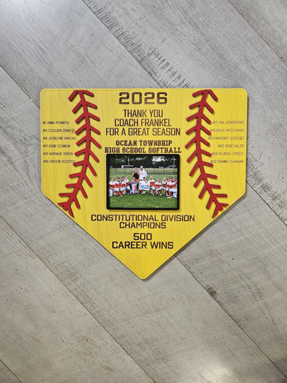 Personalized Softball Coach Gift Plaque | Team Photo Plaque with Player Names | Senior Night Softball Gift | Custom Softball 