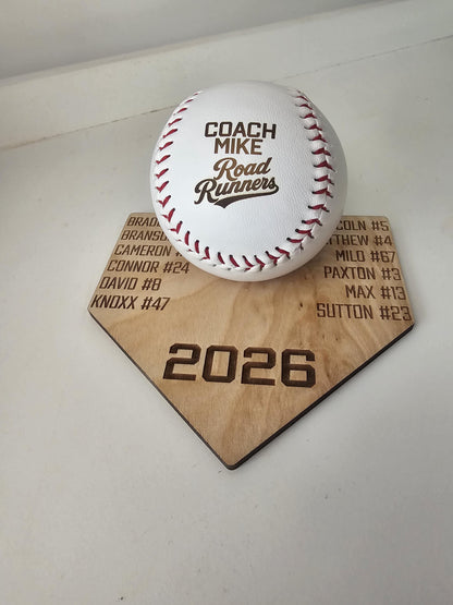 Personalized Engraved Baseball & Ball Display | Autograph ball Team Gift with Player Names | Coach Gift | Custom Baseball Hol