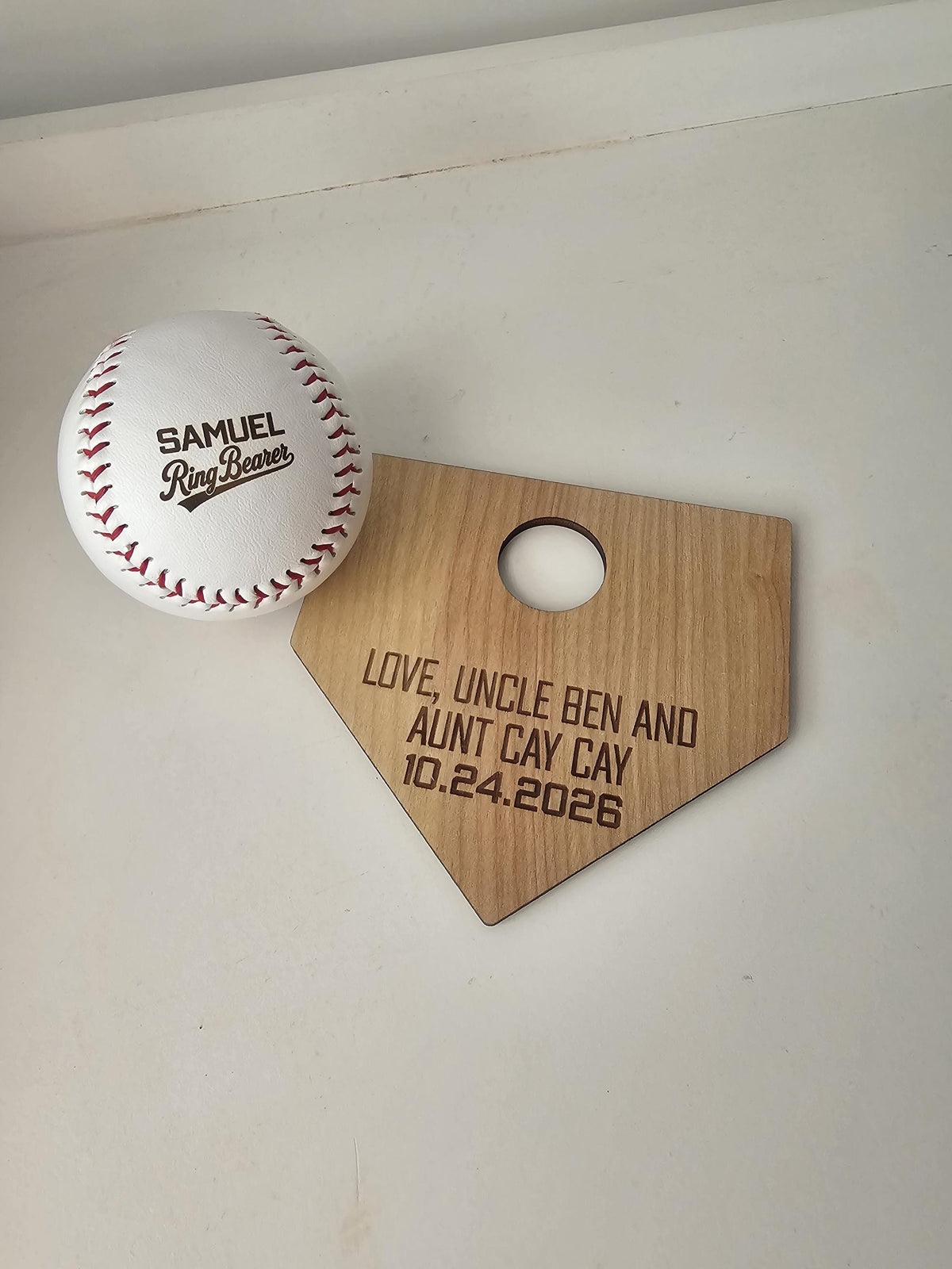 Personalized Baseball Ring Bearer Gift | Custom Engraved Baseball & Holder | Wedding Ring Bearer Proposal | Baseball Wedding 