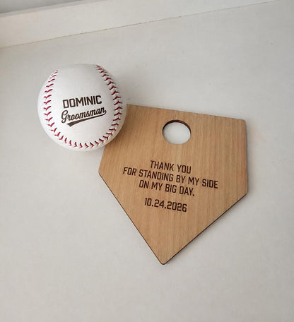 Personalized Baseball Ring Bearer Gift | Custom Engraved Baseball & Holder | Wedding Ring Bearer Proposal | Baseball Wedding 
