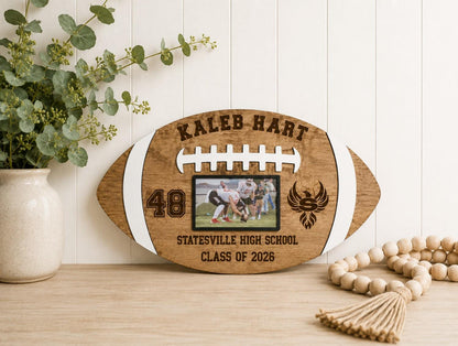 Personalized Football Player Plaque with Photo Graduation 2027 Senior night Gift Customizable Football Award Wood Football Ke