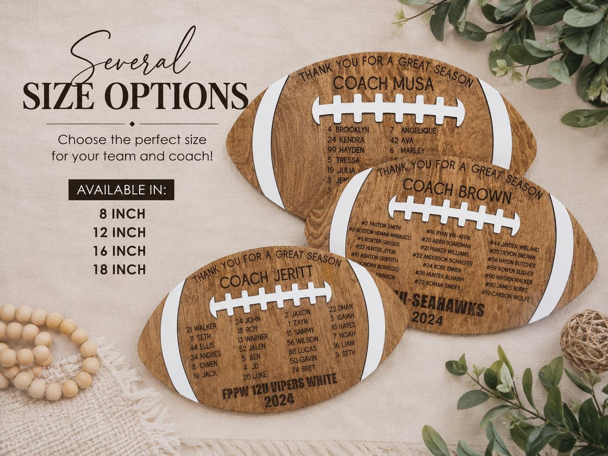 Football Coach Gift, Team Plaque, Thanks For A Great Season Coach Layered Wood Award, Team Mom Gift, Football Trophy