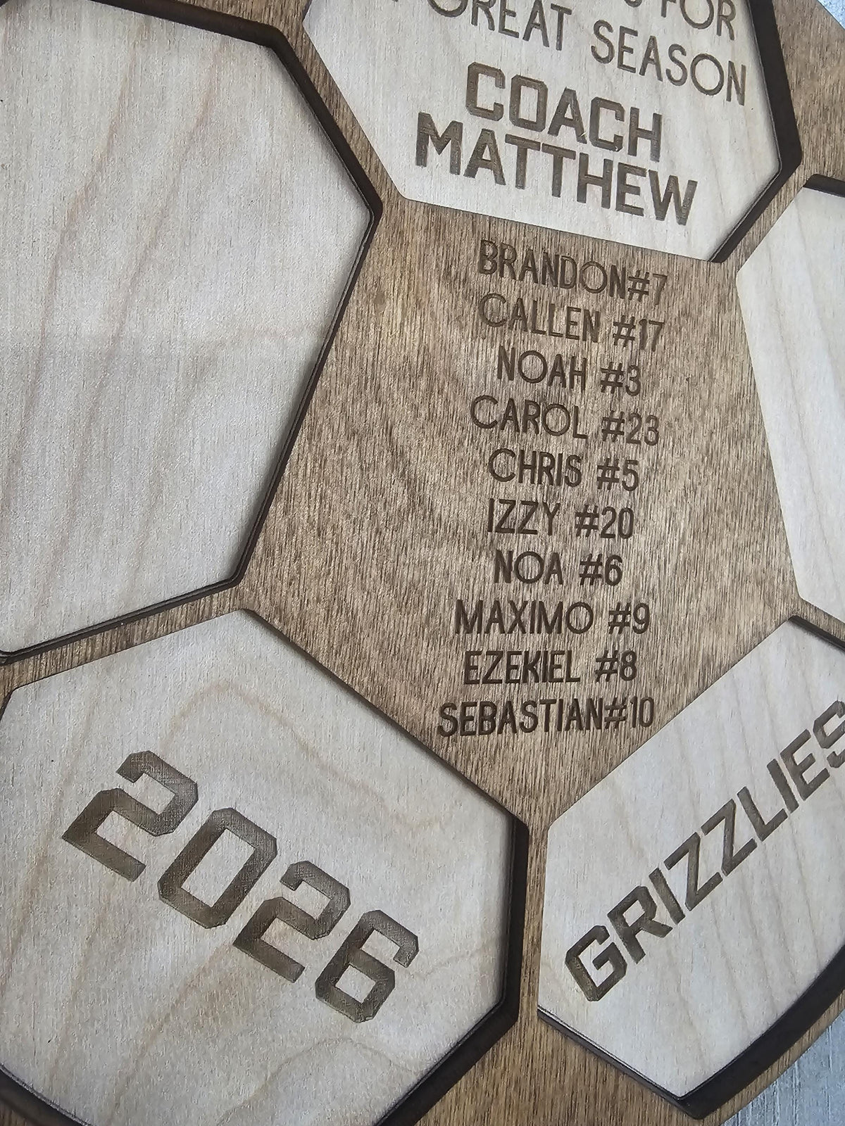 Personalized Soccer Coach Gift | Custom Soccer Plaque | Engraved Coach Appreciation Gift | End of Season Team Gift | Soccer B