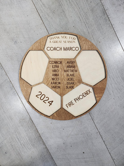 Personalized Soccer Coach Gift | Custom Soccer Plaque | Engraved Coach Appreciation Gift | End of Season Team Gift | Soccer B