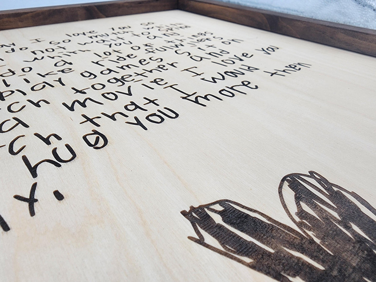 Personalized Family Keepsake | Custom Handwriting Engraving | Engraved Letter Plaque | Family Memento Gift | Meaningful Memor