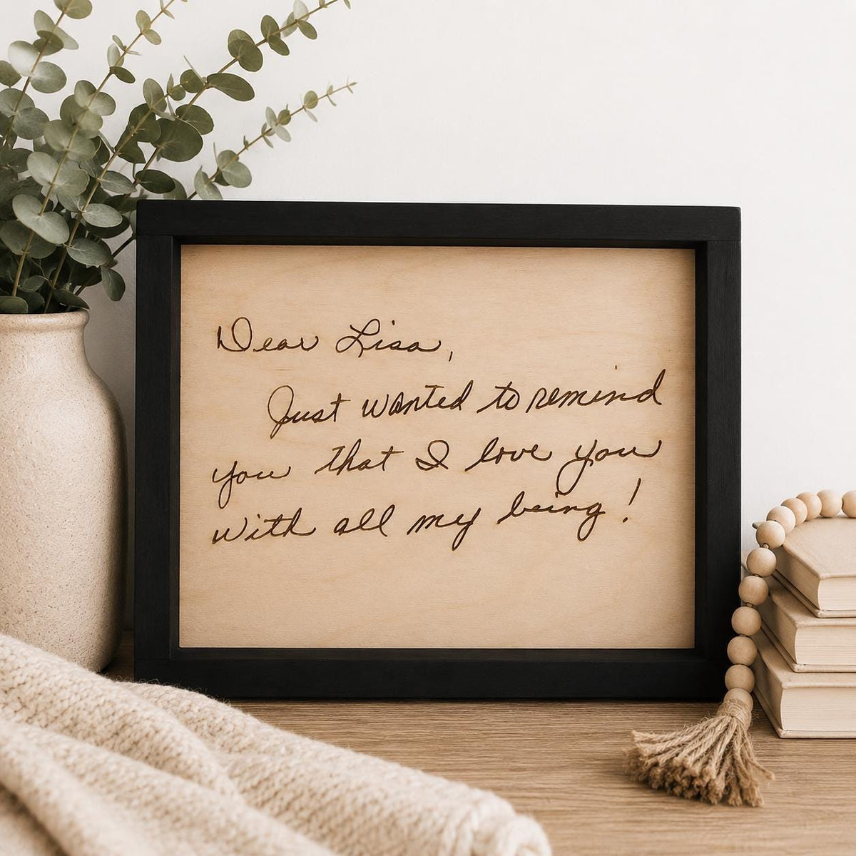 Personalized Handwriting Sign, Handwritten Engraved letter, Custom Valentine's Day Gift, Framed Hand Drawing