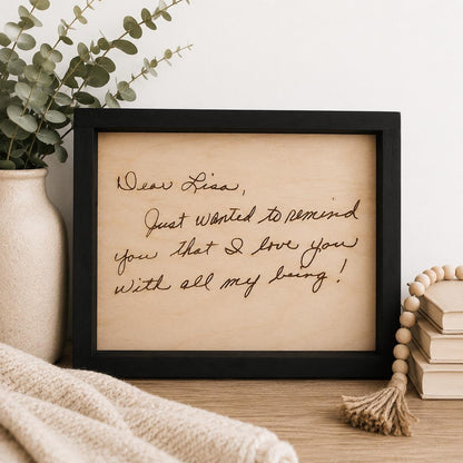Personalized Handwriting Sign, Handwritten Engraved letter, Custom Valentine's Day Gift, Framed Hand Drawing