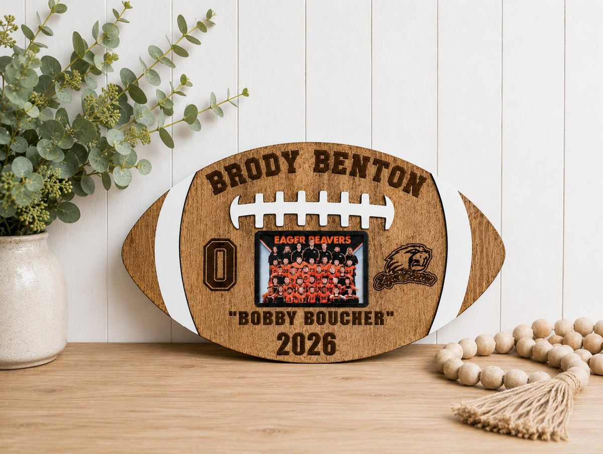 Personalized Football Player Plaque with Photo Graduation 2027 Senior night Gift Customizable Football Award Wood Football Ke