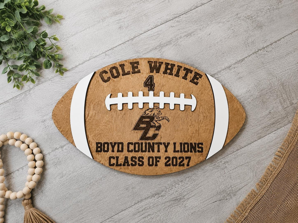 Personalized Football Player Senior Night Gift Team Plaque, Players Statistics, Customizable Football Award Wood Football 202