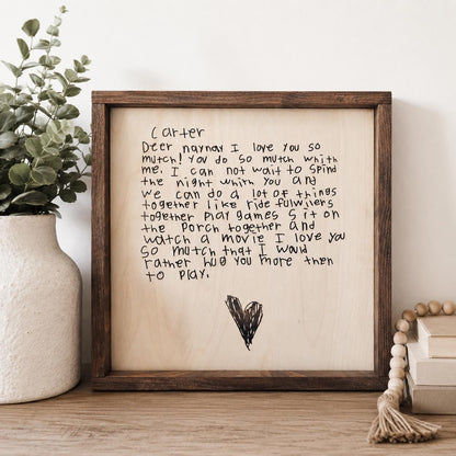 Personalized Family Keepsake | Custom Handwriting Engraving | Engraved Letter Plaque | Family Memento Gift | Meaningful Memor