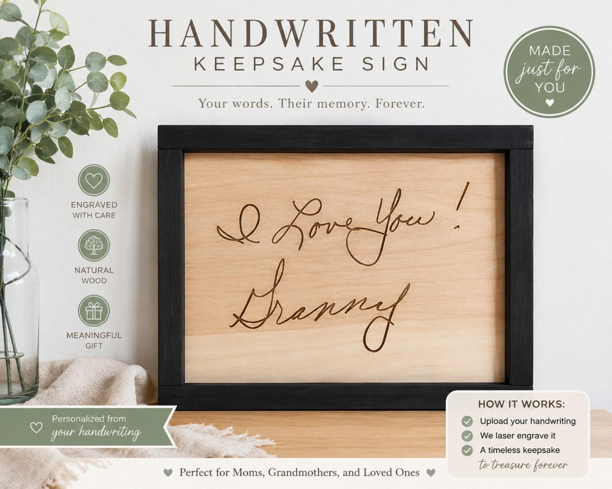 Personalized Family Keepsake | Custom Handwriting Engraving | Engraved Letter Plaque | Family Memento Gift | Meaningful Memor