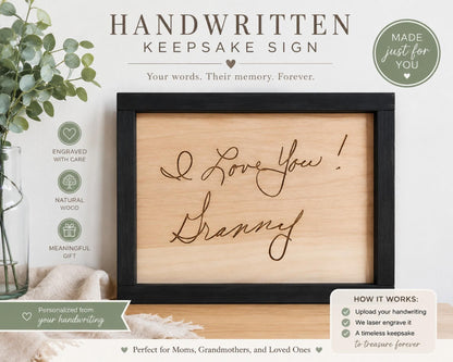 Personalized Family Keepsake | Custom Handwriting Engraving | Engraved Letter Plaque | Family Memento Gift | Meaningful Memor