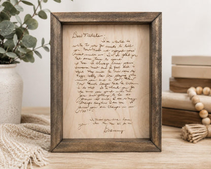 Personalized Handwriting Sign, Handwritten Engraved letter, Custom Valentine's Day Gift, Framed Hand Drawing