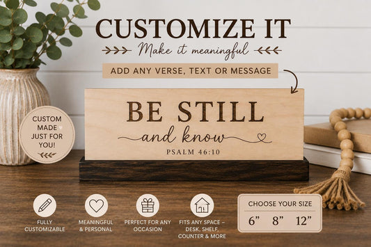Personalized Bible Verse Wood Sign | Custom Scripture Desk Sign | Christian Gift | Faith Based Decor | Engraved Inspirational