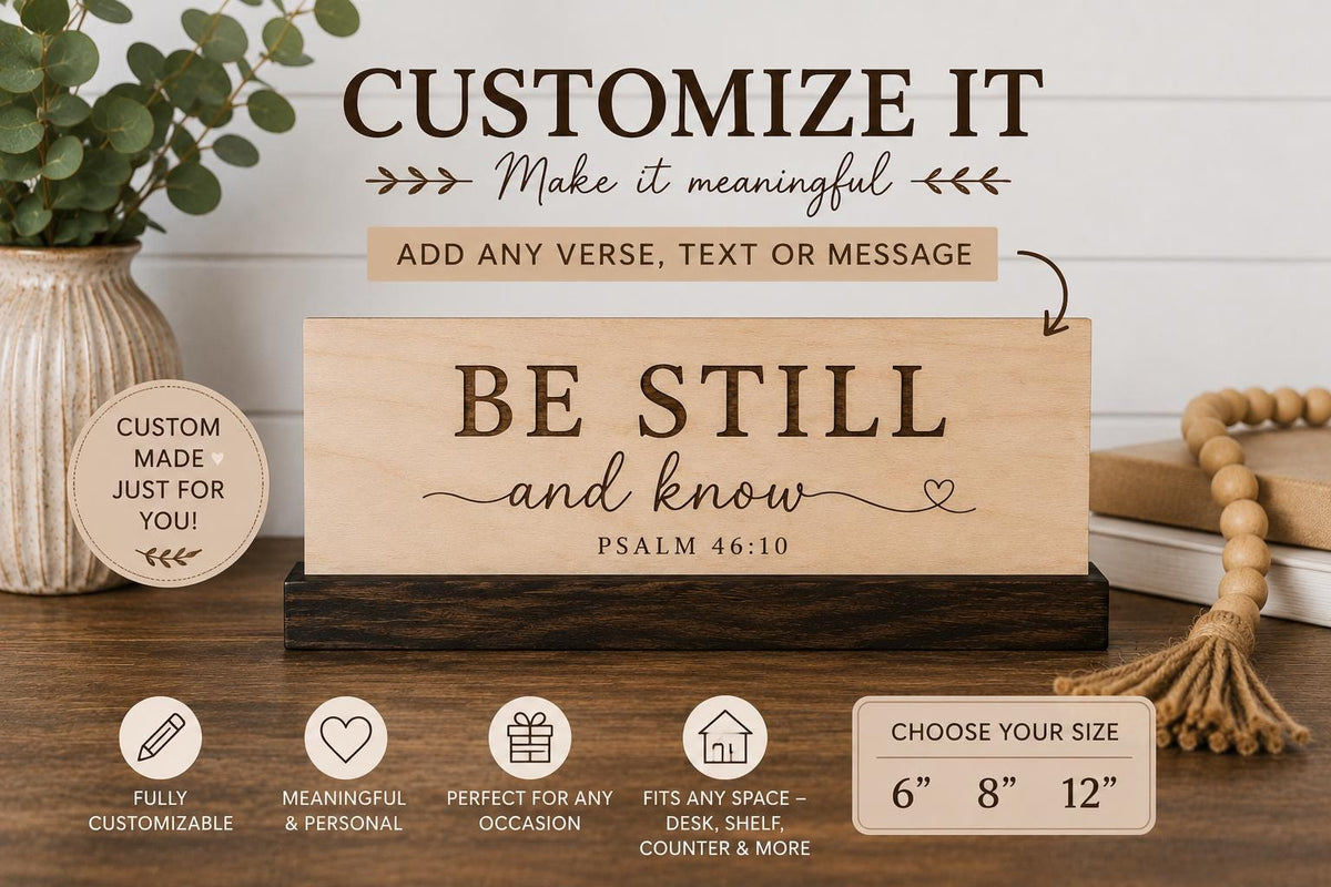 Custom Engraved Wood Sign | Personalized Bible Verse Sign | Custom Quote Desk Decor | Inspirational Wooden Sign Christian Gif