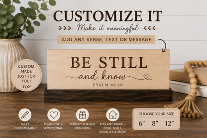 Custom Engraved Wood Sign | Personalized Bible Verse Sign | Custom Quote Desk Decor | Inspirational Wooden Sign Christian Gif