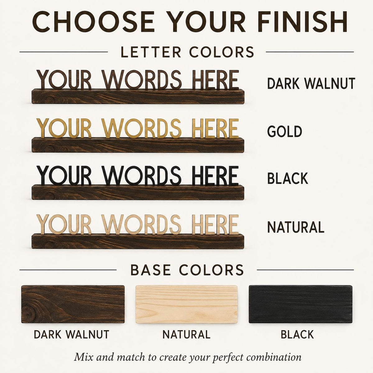Custom Words Sign, Personalized Wood Quote for Shelf, Mantel or Office Desk Decor