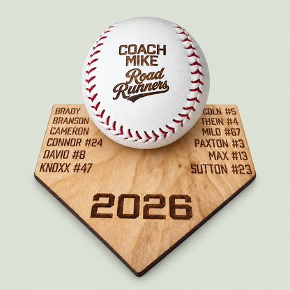 Personalized Engraved Baseball & Ball Display | Autograph ball Team Gift with Player Names | Coach Gift | Custom Baseball Holder on soft sage background