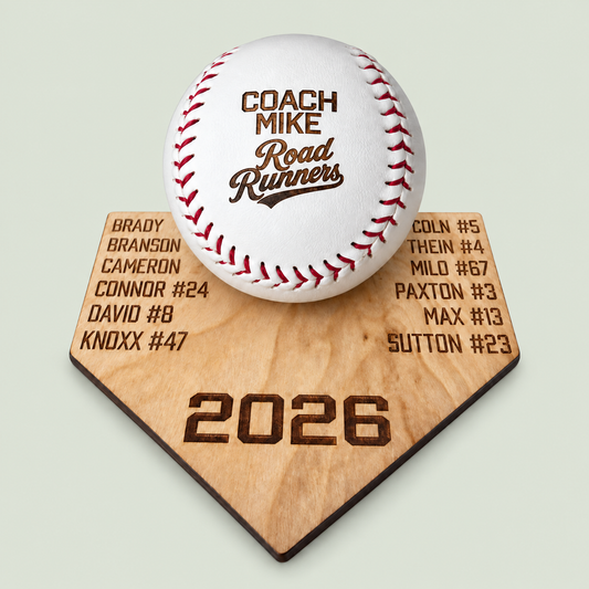 Personalized Engraved Baseball & Ball Display | Autograph ball Team Gift with Player Names | Coach Gift | Custom Baseball Holder on soft sage background