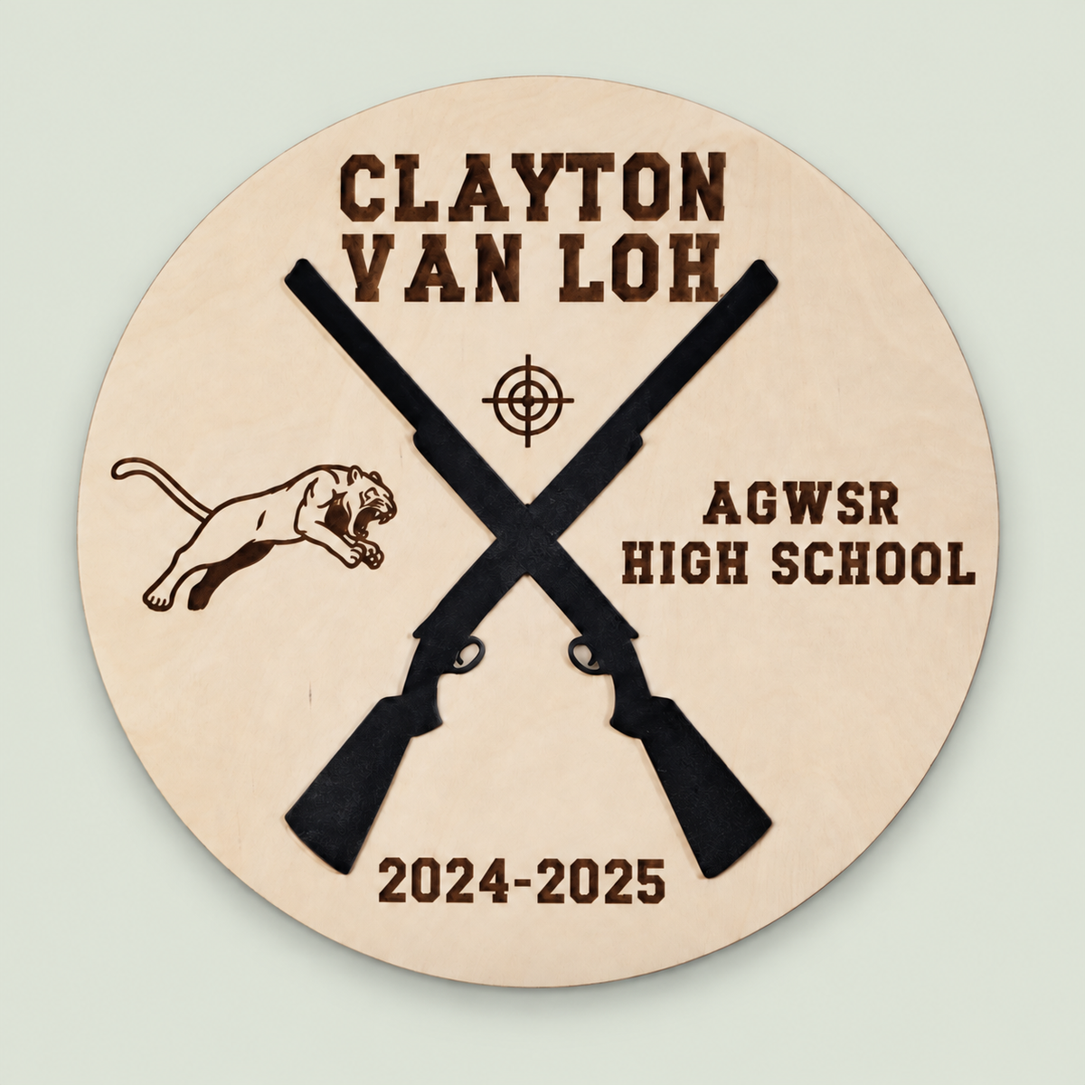 Personalized Trapshooting Plaque | Custom Engraved Trapshooting team on soft sage background