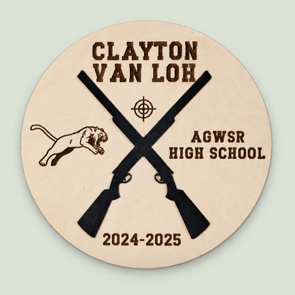 Personalized Trapshooting Plaque | Custom Engraved Trapshooting team on soft sage background