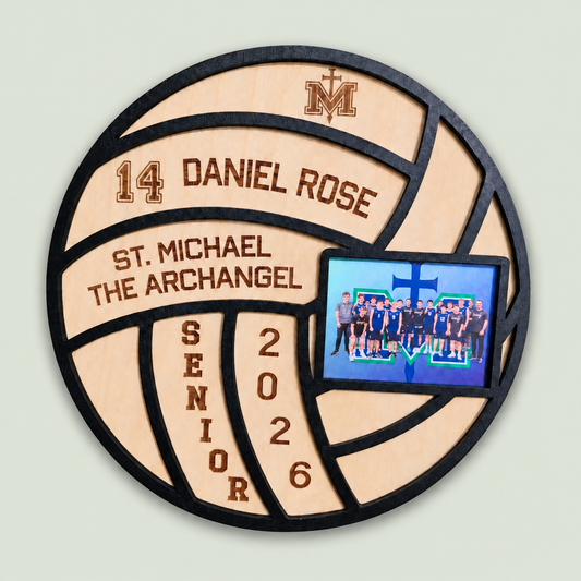 Personalized Volleyball Senior Night Gift | Custom Volleyball Plaque with Photo | Senior 2026 Sign | Volleyball Player Gift | Team Logo on soft sage background