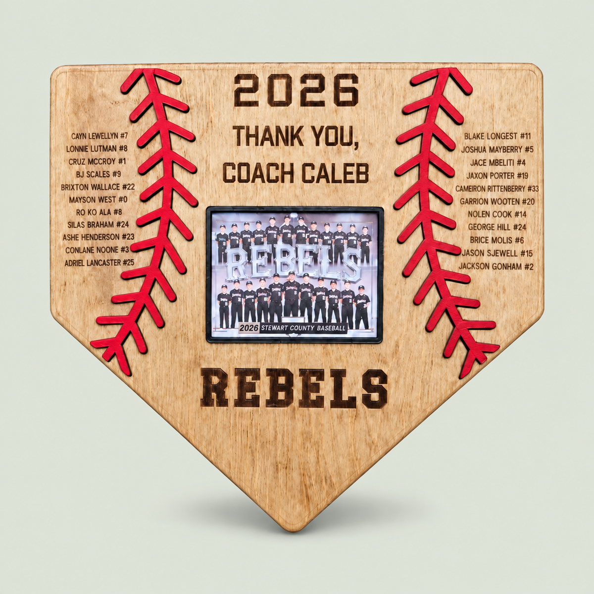 Customized Baseball Plaque Frame, Thank You Coach Gift 2026, Team picture frame, End of Season Coach Gift on soft sage background