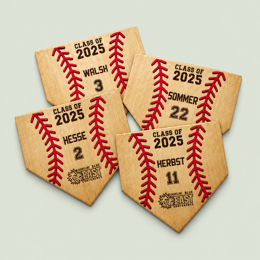 Personalized Baseball Senior Night Gift • Laser Engraved Wood Plaque on soft sage background