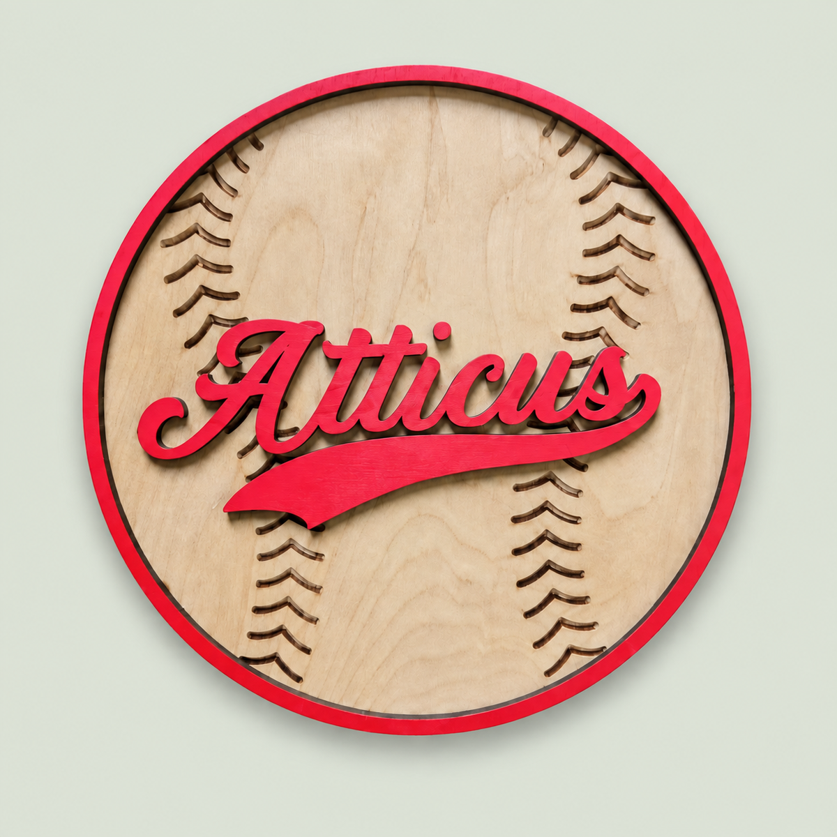 Personalized Baseball Name Sign | Custom Wood Baseball Wall Decor | Boys Baseball Nursery Sign | Baseball Room Decor on soft sage background