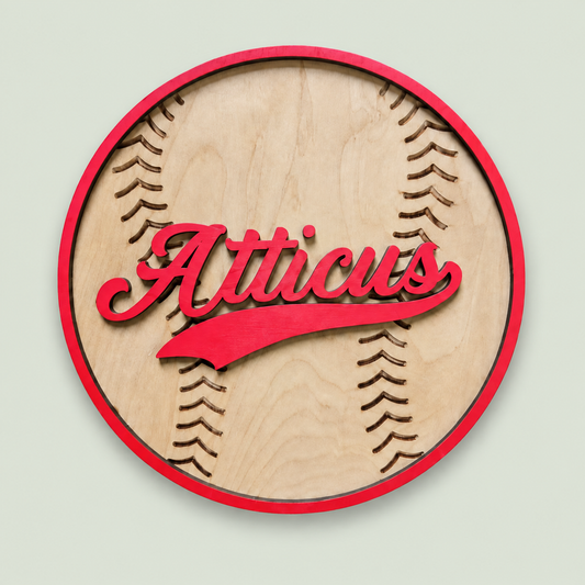 Personalized Baseball Name Sign | Custom Wood Baseball Wall Decor | Boys Baseball Nursery Sign | Baseball Room Decor on soft sage background