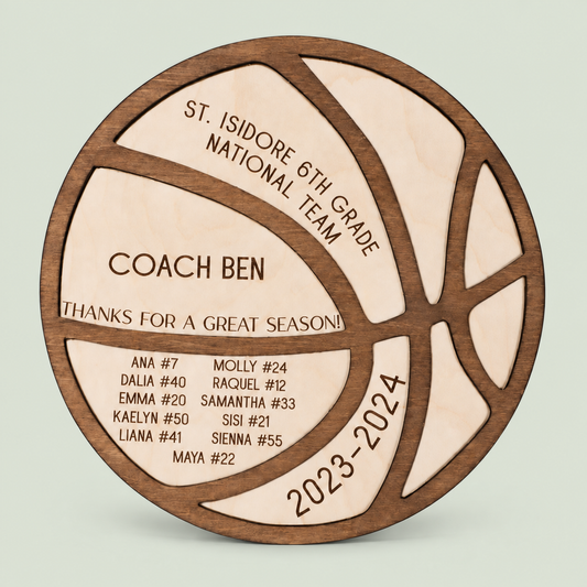 Personalized Basketball Coach Gift, Thanks for A Great Season Coach, Basketball Team Award, Coach's Thank You Gift, Custom Basketball on soft sage