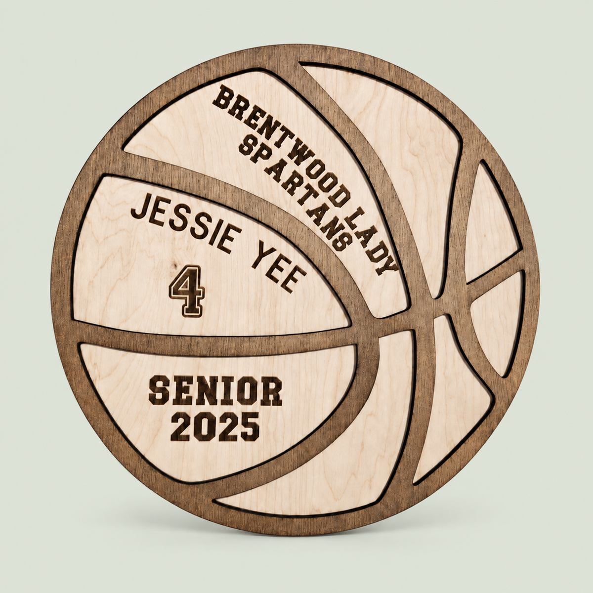 Personalized Wood Basketball Plaque, Senior Gift, Custom Basketball Banquet Senior Night Gift on soft sage